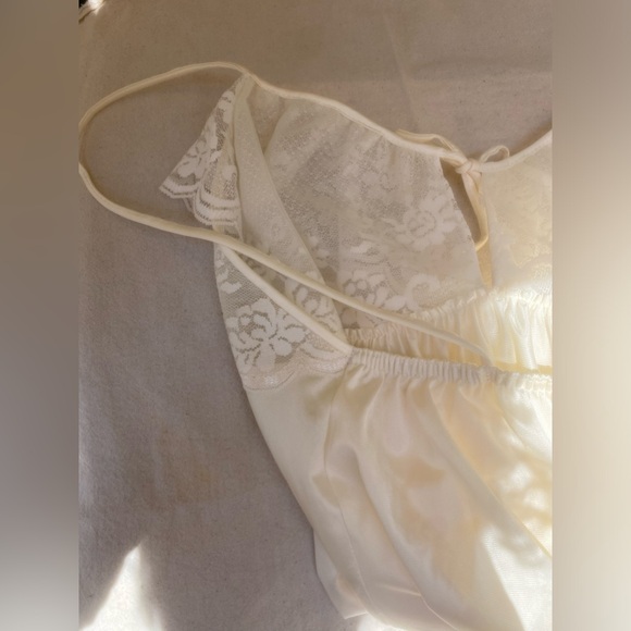 vtg maidenform negligée lace set nightgown robe silky union made usa ivory sz. s - Picture 8 of 16